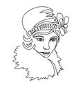 1920s girl portrait, head, face.