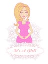 It's A Girl! - pregnant woman card