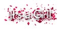 It`s a girl sign over magenta cut out ribbon confetti background