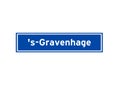 's-Gravenhage isolated Dutch place name sign. City sign from the Netherlands. Royalty Free Stock Photo