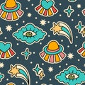 70s 80s groovy retro seamless vector pattern Royalty Free Stock Photo