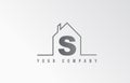 S home alphabet icon logo letter design. House for a real estate company. Business identity with thin line contour