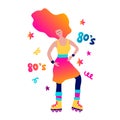 80s human vector retro character. Cartoon illustration