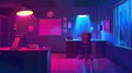 It's the interior of a night police office station with a dark background and a lamp and computer light ray. The law Royalty Free Stock Photo