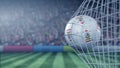 S.L. Benfica football club logo on the ball in football net. Editorial conceptual 3D rendering