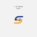 s - Letter abstract icon & hands logo design vector