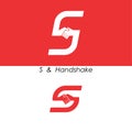 S - Letter abstract icon & hands logo design vector template.Teamwork and Partnership concept.Business offer and Deal symbol.