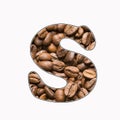 S, letter of the alphabet - coffee beans background