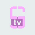 S letter concept logo for TV. Stv letter mark iconic logo vector illustration. Royalty Free Stock Photo