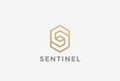 S letter geometric Logo design Linear. Hexagon