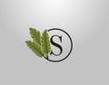 S Letter Logo Circle Nature Leaf, vector logo design concept botanical floral leaf with initial letter logo icon for nature Royalty Free Stock Photo