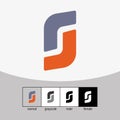 S Letter Logo. Gray and Orange Color. - Vector