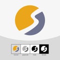 S Letter Logo. Yellow and Gray Color. - Vector