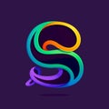 S letter one line rainbow colors logo