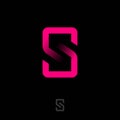 S letter. Pink S monogram. Letter S consist of two strips.