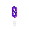 S Letter. S crystal monogram. Letter S as a transparent crystal.