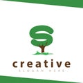 S Letter tree green logo vector template