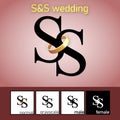 S and S Letter With Wedding Ring Logo. - Vector Royalty Free Stock Photo