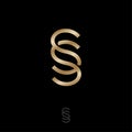 S and S letters. Double S monogram consist of intertwined lines.