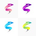 S logo and arrow design combination, set colorful style Royalty Free Stock Photo