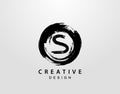S Logo With Circle Splatter Element. Vintage Circle Wave logo design template Royalty Free Stock Photo