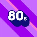 80s logo design. 1980s sign with long shadow. Number ninety. Vector element.