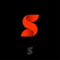 S logo. S monogram. S abstract volume letter. Orange letter on a dark circle.