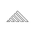 Triangle monochrome vector logo on isolated white background