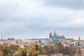 Panorama of the Old Town of Prague, Czech Republic, in autumn, at fall, with Hradcany hill and the Prague Castle with the St Vitus Royalty Free Stock Photo
