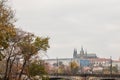 Panorama of the Old Town of Prague, Czech Republic, in autumn, at fall, with Hradcany hill and the Prague Castle with the St Vitus Royalty Free Stock Photo