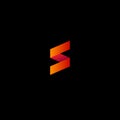 S monogram. S origami logo. Letter S like orange ribbon or spiral.