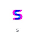 S monogram. S letter consist of transparent lines. Stereo effect.