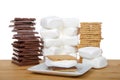 S`more on plate with supplies stacked in background isolated Royalty Free Stock Photo