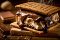 S'mores with chocolate and marshmallows on top. Generative AI