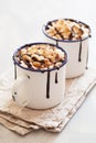 S`mores hot chocolate mini marshmallows cinnamon winter drink Royalty Free Stock Photo