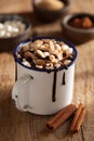 S`mores hot chocolate mini marshmallows cinnamon winter drink Royalty Free Stock Photo