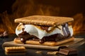 S'mores sandwich with chocolate and marshmallows. Generative AI