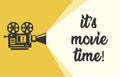 It`s Movie time poster. Cartoon vector illustration. Cinema motion picture. vector