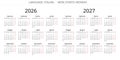 SÃâmple 2026, 2027 Italian calendar. vector illustrations for Italy Royalty Free Stock Photo