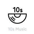 10s Music Vinyl icon. Editable line vector.