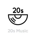 20s Music Vinyl icon. Editable line vector.