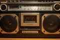 In the 70s and 80s the music was listened to through the cassettes, a magnetic storage device. The radios were very large. Royalty Free Stock Photo