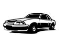 1990s mustang car logo silhouette. old muscle car vector. isolated white background view from side. Royalty Free Stock Photo