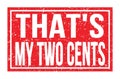 THAT`S MY TWO CENTS, words on red rectangle stamp sign Royalty Free Stock Photo