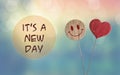 It`s a new day with heart and smile emoji Royalty Free Stock Photo