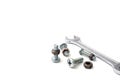S nuts and bolts on a white Royalty Free Stock Photo