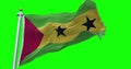 SÃ£o TomÃ© and PrÃ­ncipe flag realistic waving in the wind 4K video, green screen background chroma key (Perfect Loop)