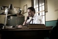 1950s office: director on the phone Royalty Free Stock Photo