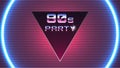 80s Party Banner. Flyer Template. Retro Futuristic Neon Background. Synthwave Style. Retrowave Design