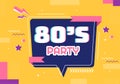 80s Party Cartoon Background Illustration with Retro Music, 1980 Radio Cassette Player and Disco in Old Style Design Royalty Free Stock Photo